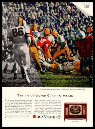 1959 Rca Victor Color Tv Ncaa College Football Game Vintage Television Print Ad