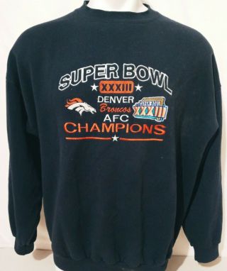 Vtg Logo 7 Nfl Denver Broncos Bowl Xxxlll Afc Champions Sweatshirt Size Xl