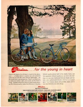 1972 Schwinn Bicycles Sport 10 Speed Bike Short Skirt Chicago Il Print Ad