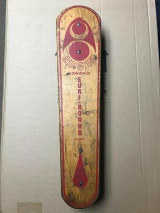 Vintage Wood Zipees Sidewalk Surfboard / Skateboard " Olympic M371 "