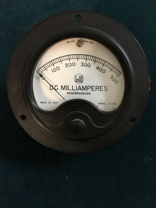 Vintage Dejur Milliamperes Dc Meter Gauge 0 - 500 Model S - 310