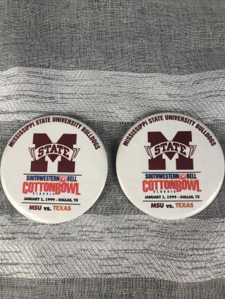 Vintage Mississippi State Bulldogs 1999 Cotton Bowl Buttons Msu Vs Texas Look