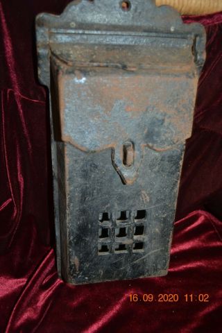 Antique/vintage Black Cast Iron Wall Mount Mailbox Double Door
