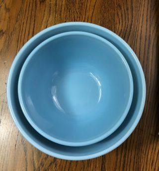 Set Of Two (2) Vintage Pyrex Delphite Bluebell 401& 402 Mixing Bowls -
