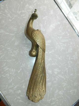 Vtg Antique Brass Bronze Floor Lamp Part Peacock Bird Art Deco Nouveau 13 1/2 "