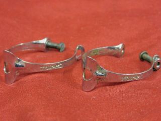 2 Vintage Huret Chrome Steel Top Tube Brake Cable Clips Guides Clamps