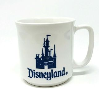Vintage Disneyland Mug Cinderella Castle Japan Embossed White Blue Euc
