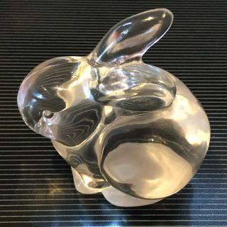 Vintage Fenton Clear Glass Bunny Rabbit Figurine Paperweight