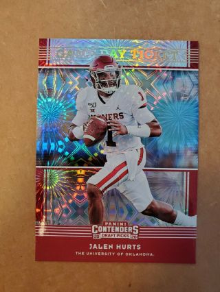2020 Panini Contenders Draft Picks D /6 Jalen Hurts Game Day Ticket Ssp Rc Sp