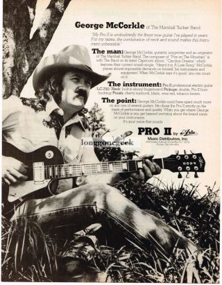 1977 Aria Pro Ii Electric Guitar George Mccorkle Marshall Tucker Vintage Ad