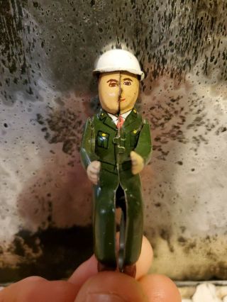 Vintage Tin Lithograph Army Man Truck Driver.  Approx.  2.  5 " Tall.