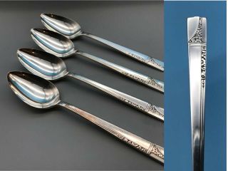 Set Of 4 Vintage Oneida Nobility Plate Caprice Silverplate 7 - 1/4 " Soup Spoons