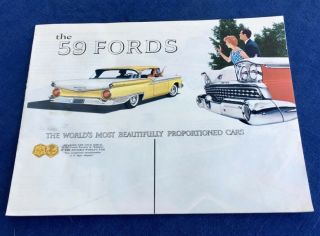 1959 Ford Auto Dealer Sales Brochure Fairlane Thunderbird Fordor Wagon,