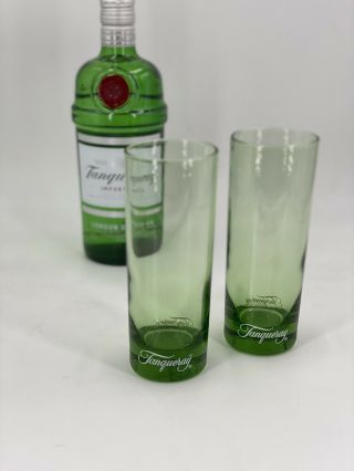 2 Tanqueray Green Vintage Highball Glass Glasses