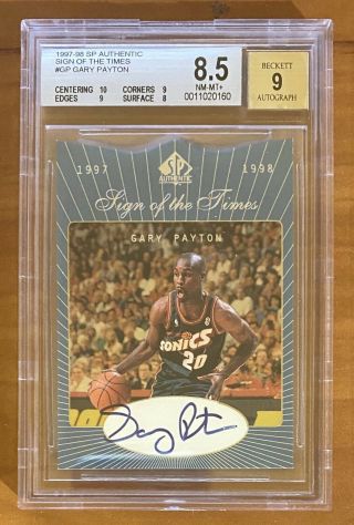 1997 - 98 Ud Sp Authentic Gary Payton Sign Of The Times Autograph Sonics Bgs 8.  5 9