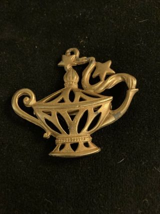 Vintage Gold Tone Magical Genie Lamp Pin 2” 3