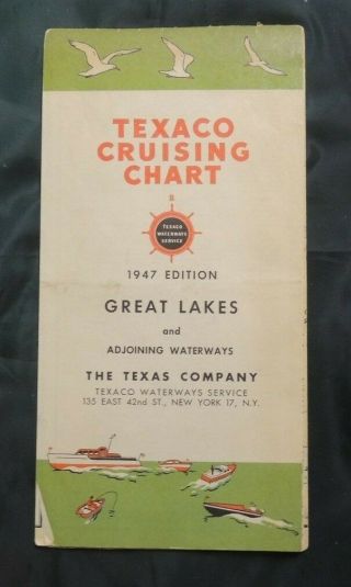 Vintage 1947 Texaco Cruising Chart Great Lakes