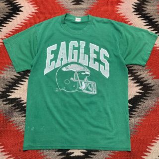Vintage Philadelphia Eagles Logo 7 Helmet Tshirt Size Mens Xl Football Rare