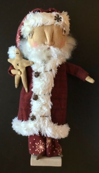 Kniffen Hollow Primitive Folk Art Santa Christmas Doll By Dee Macdonald