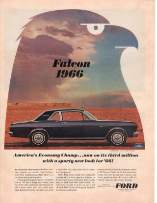 Vintage Print Advertisement Ad Car 1966 Ford Falcon Futura Sports Coupe Champ