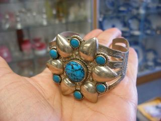Vintage Silver ? & Turquoise ? Bracelet Native American Indian Style