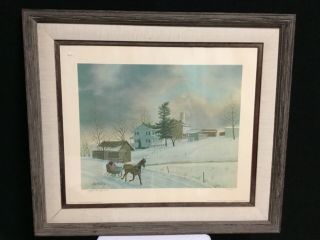1978 J Mcvey Framed Print Of Daniel Horst Farm,  Ephrata Pa; Winter Sleigh Scene