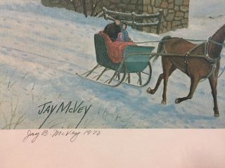 1978 J McVey Framed Print of Daniel Horst Farm,  Ephrata PA; Winter sleigh scene 2