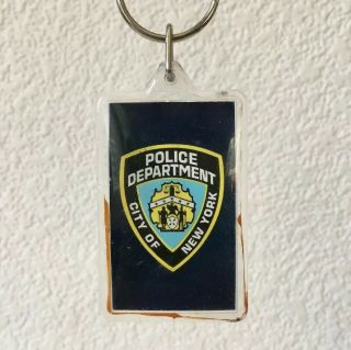 Vintage Keychain City Of York Police Department Key Ring Acrylic Fob Nypd