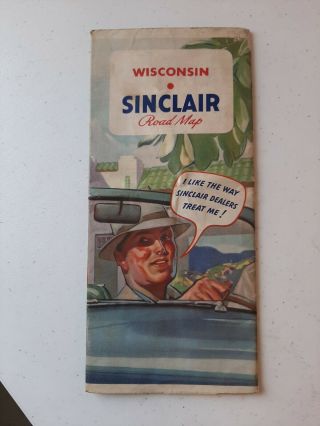 Vintage Sinclair Road Map Of Wisconsin.  1930