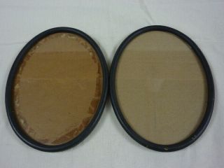 Two Matching Vintage 8.  5 X 6.  5 Wood Wooden Oval Picture Frames With Glass