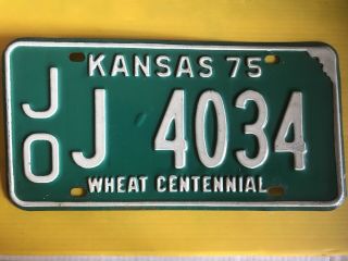 1975 Kansas License Plate Wheat Centennial Low Number All