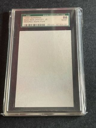 1989 Bowman Ken Griffey Jr Rookie Baseball Card 220 Blank Front Sgc 88 Nm -