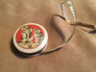 Vintage Celluloid Kittens Cats Cat Sewing Cloth Tape Measure Measuring Tool