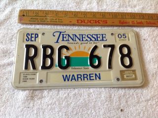 2005 Tennessee License Plate " Sounds Good To Me " Rbg 678 Warren County