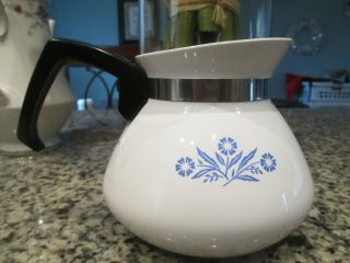 Vtg Pyrex Corning Ware Blue Cornflower 6 Cup Teapot Stovetop Plastic & Metal Lid