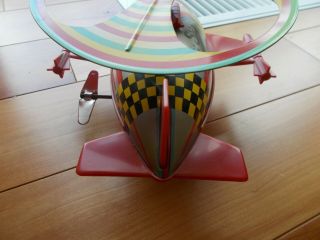 Tin Wind - Up Space Ship Copter Toy (Vintage) Tin and Plastic, 3