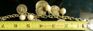 Vintage VN BALBOA Spanish faux coin treasure bracelet Gold Tone Sail Ship 7 inch 3