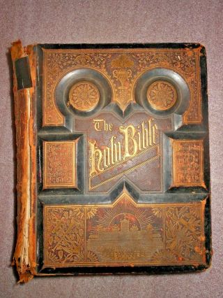 Antique 1892 Large Ornate Family Holy Bible Old & Testaments Illustrated
