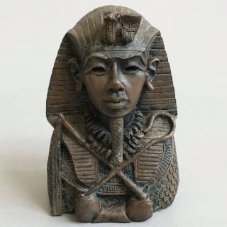 Vtg Egyptian Pharaoh Bust Small Statue Egypt Figurine Home Decor Egipto Figura