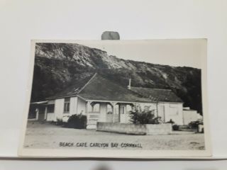Vintage Postcard Cornwall Carlyon Bay Beach Cafe Real Photo Dated 1955