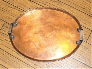 Antique Arts & Crafts Copper Tray W/ Handles Stamped P.  M.  Made In Jersey Usa
