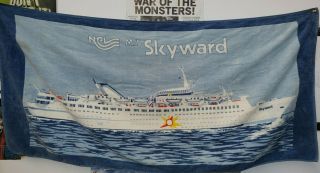 Vintage Norwegian Cruise Lines Skyward Cotton Beach Deck Towel 26 " X 56 "