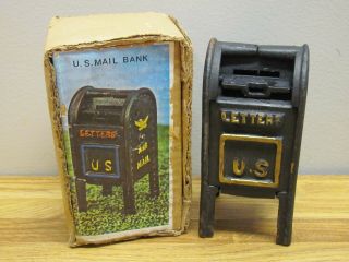 Vintage U.  S.  Mail Coin Bank Cast Iron Letters Air Mail