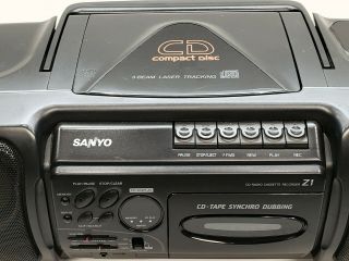 Vintage Sanyo MCD - Z1 Boombox AM FM Radio CD Cassette Tape Player CD Tape Dubbing 2