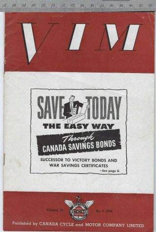 Canada Cycle & Motor Co.  Vim Ccm Bicycle Trade Publication No.  4 1946 Cgb