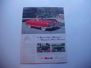 1953 Nash Airflyte Rambler - - Large Full - Color Vintage 53 Ad From Private Estate