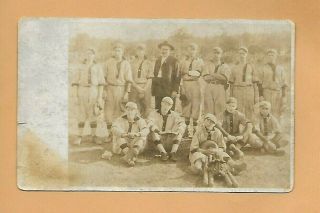 Early 1900s Baseball Team Rppc Real Photo Post Card Divided Back Vintage Old