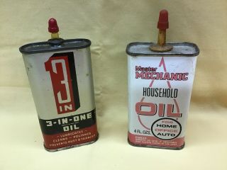 Vintage Household Oil Cans - 3 - In - One And Tru - Test Master Mechanic Oil