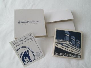 Holland America Line Delftware Blue,  White Tile Coaster Of Holland America Line