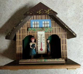 Vintage Weather Station West Germany Wooden House Joyyili Moving Man Woman